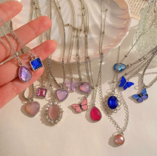 5 Pieces Women's Jewelry Crystal Water Drop Necklace for Women